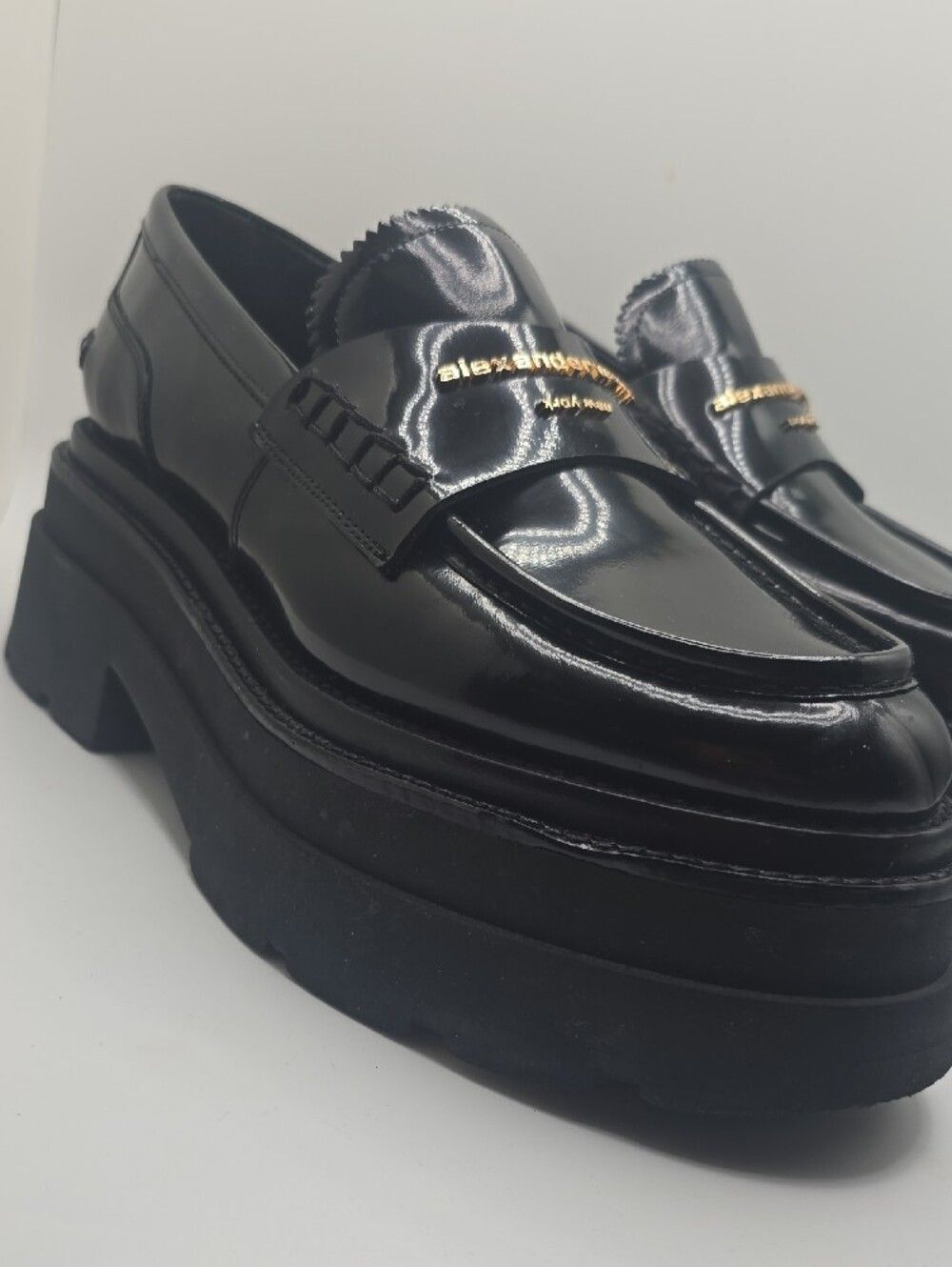 Alexander Wang Black Patent Leather Platform Loafers - Picture 4 of 7